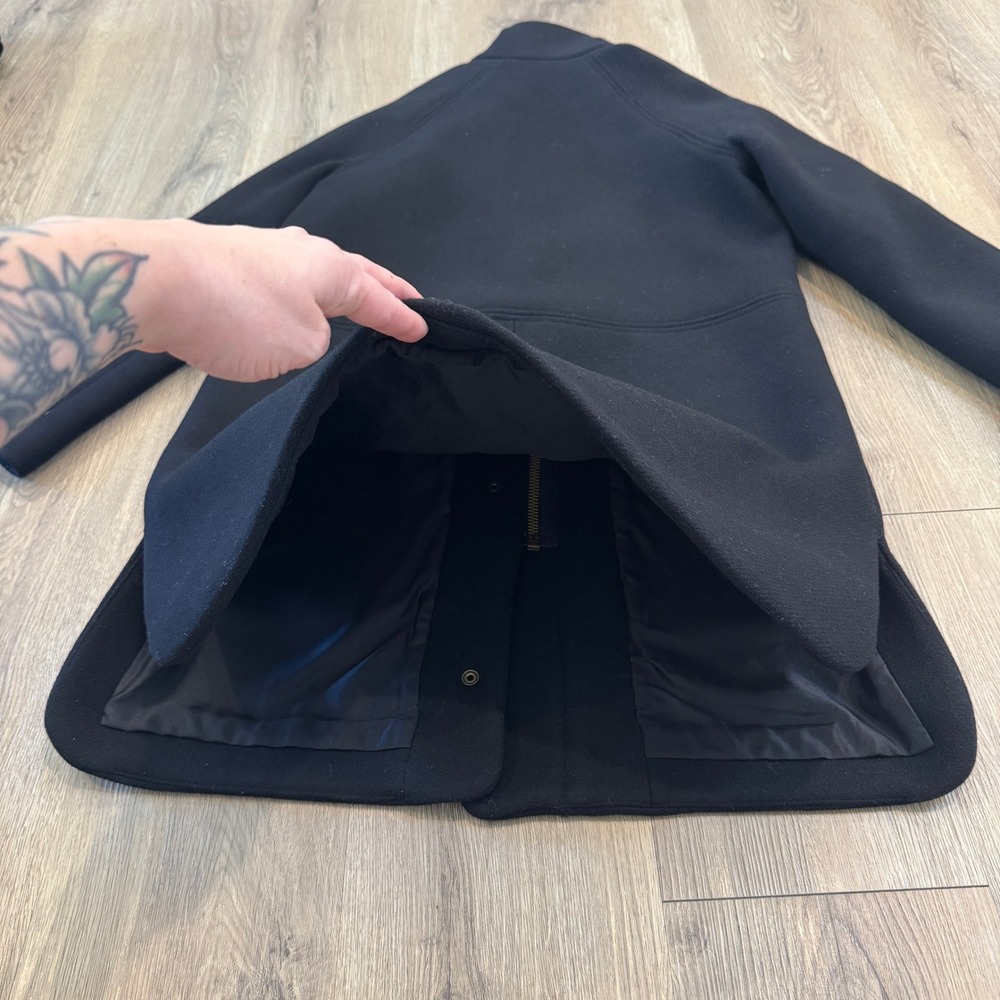 Madewell Estate Cocoon Coat Black Wool Blend In Insuluxe Fabric Peacoat Size XXS - Picture 13 of 13
